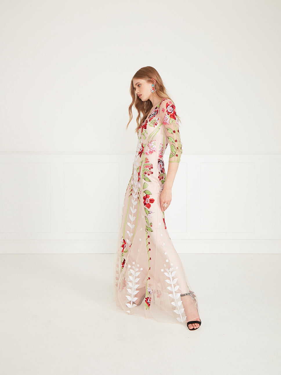 Temperley London Lucille V Neck Dress Cameo Pink 22SLCL54113