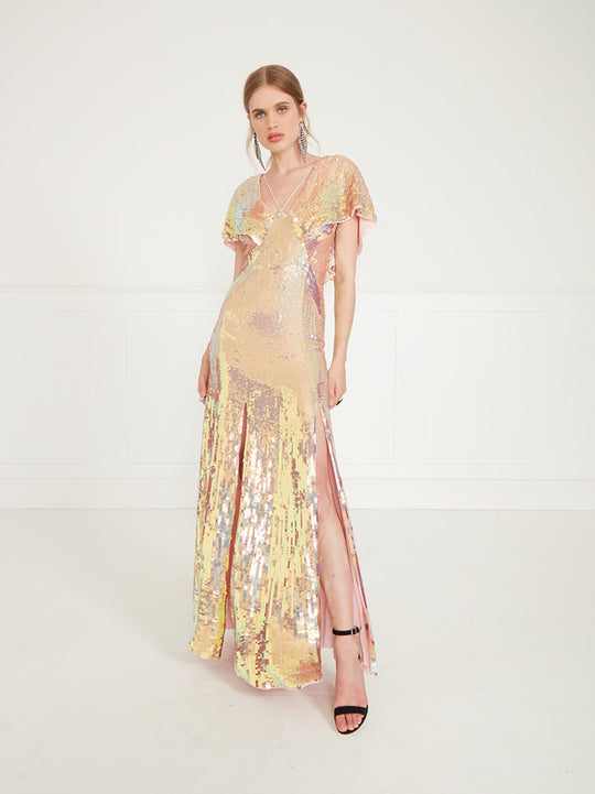 Temperley London Bardot Dress Iridescent Gold