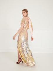 Temperley London Bardot Dress Iridescent Gold 20UHEV52426