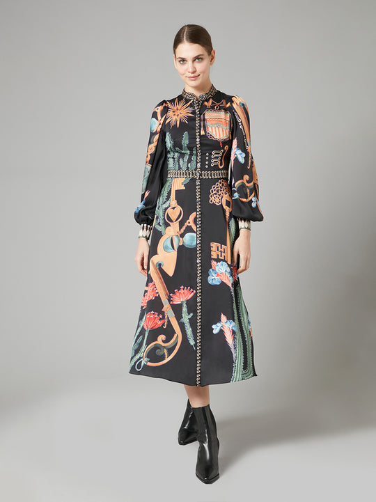 Temperley London Palomino Print Shirt Dress Black Mix