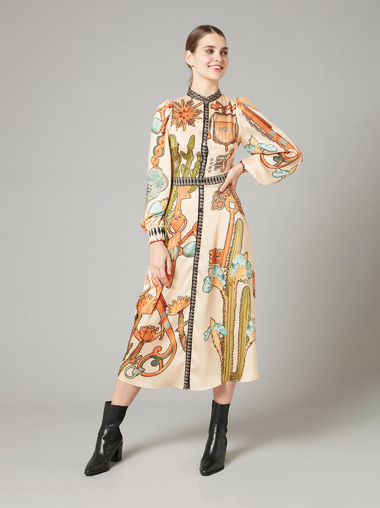 Temperley London Palomino Print Shirt Dress Sand Mix