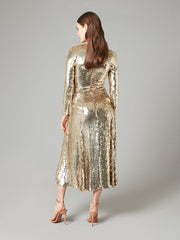 Temperley London Ray Sequin Dress Gold 22AWHEV52572