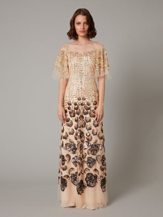 Temperley London Piper Gown Iridescent Gold