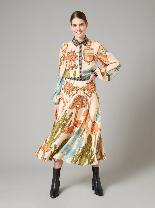 Temperley London Palomino Print Skirt Sand Mix