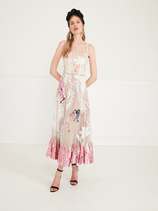 Temperley London Opera Strappy Dress White Mix