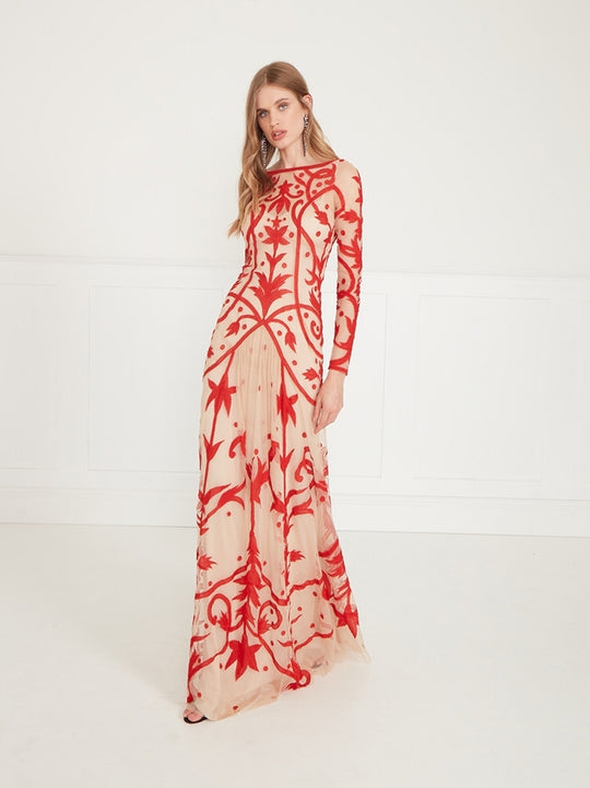 Temperley London Francine Tattoo Dress Poppy Red