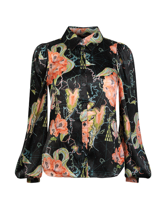 Temperley London Yolande Print Shirt Black Mix