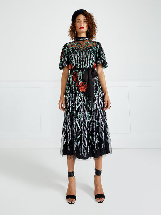 Temperley London Suzani Sequin Dress Black