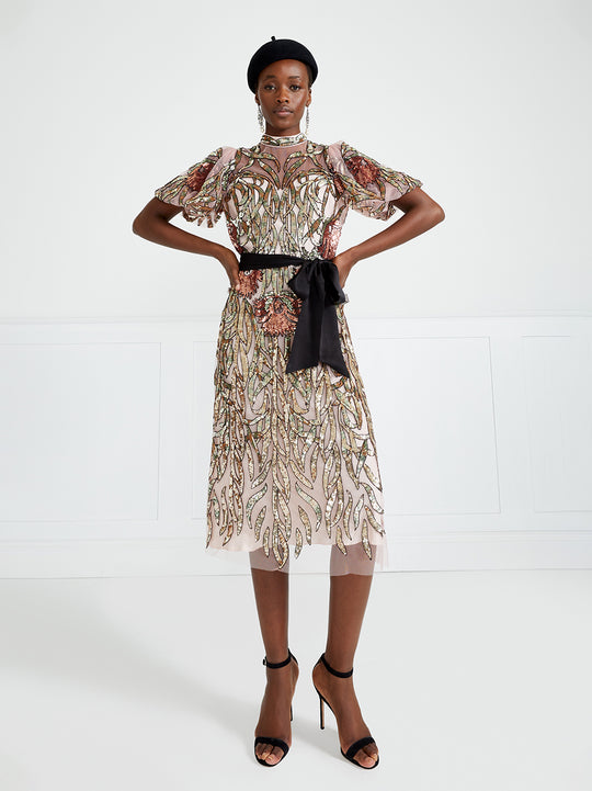 Temperley London Suzani Sequin Dress Rosewater