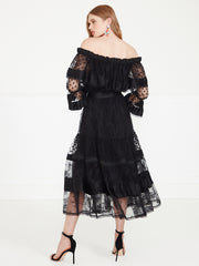 Temperley London Marlow Off Shoulder Dress Black 23SMRW54426