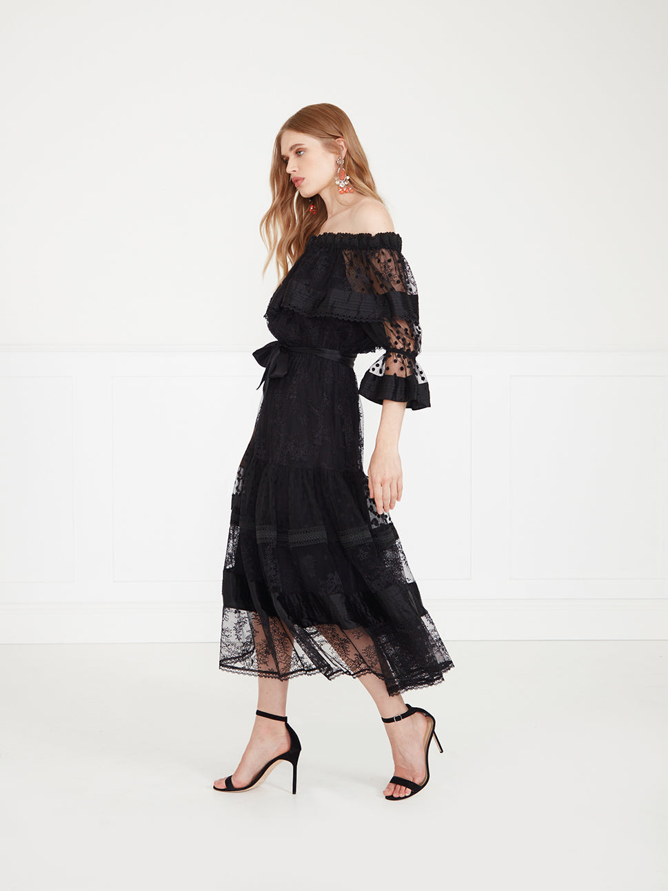 Temperley London Marlow Off Shoulder Dress Black 23SMRW54426