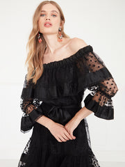 Temperley London Marlow Off Shoulder Dress Black 23SMRW54426