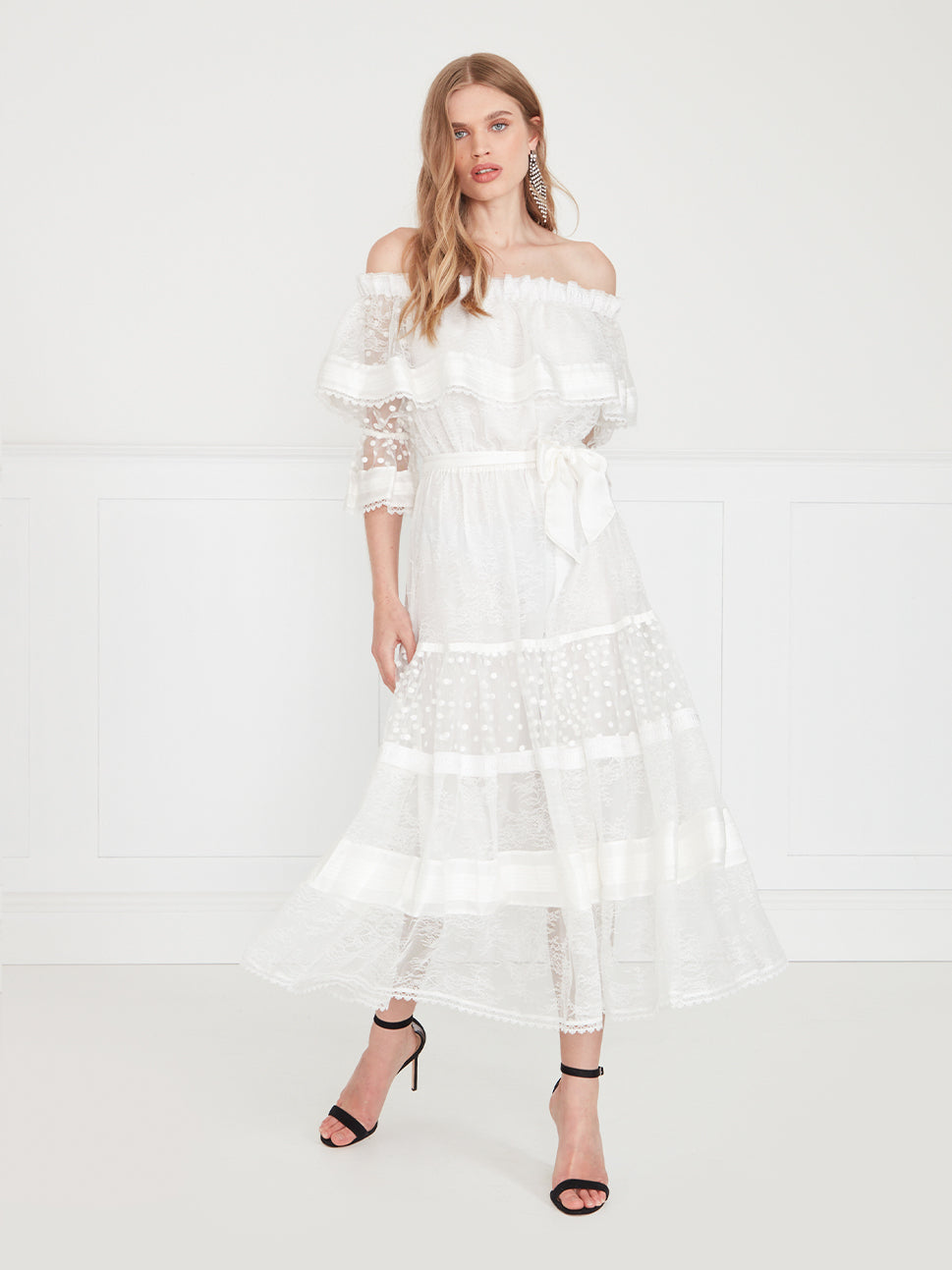 Temperley London Marlow Off Shoulder Dress White 23SMRW54426