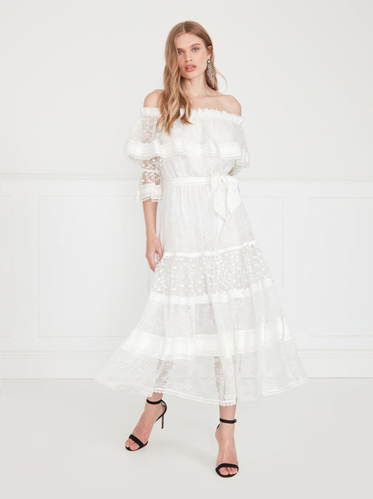 Temperley London Marlow Off Shoulder Dress White
