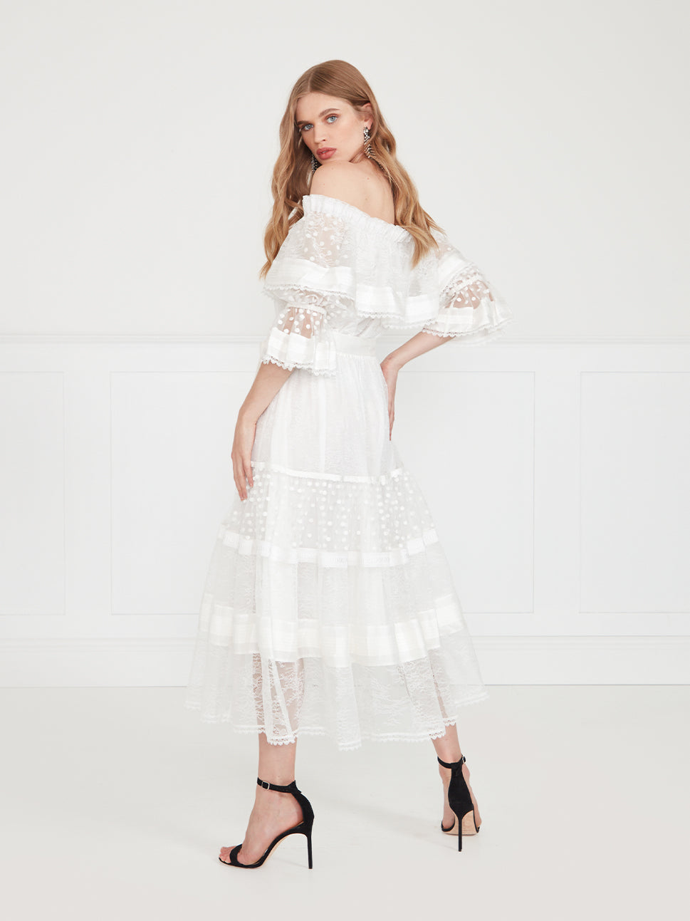 Temperley London Marlow Off Shoulder Dress White 23SMRW54426