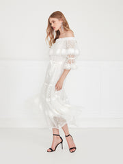 Temperley London Marlow Off Shoulder Dress White 23SMRW54426