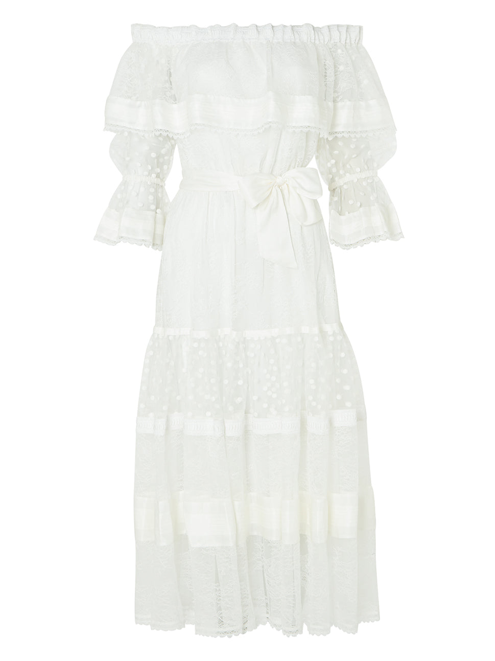 Temperley London Marlow Off Shoulder Dress White 23SMRW54426