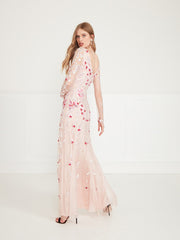 Temperley London Pardus Sleeved Gown Rosewater 00COHEV53725