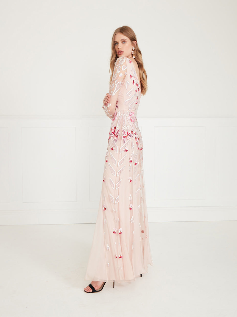 Temperley London Pardus Sleeved Gown Rosewater 00COHEV53725