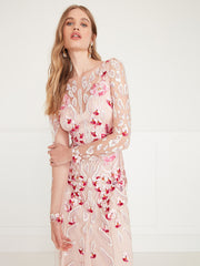 Temperley London Pardus Sleeved Gown Rosewater 00COHEV53725