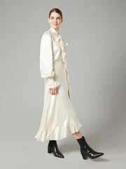 Temperley London Skyler Ruffle Blouse Winter White 23SSKR54380