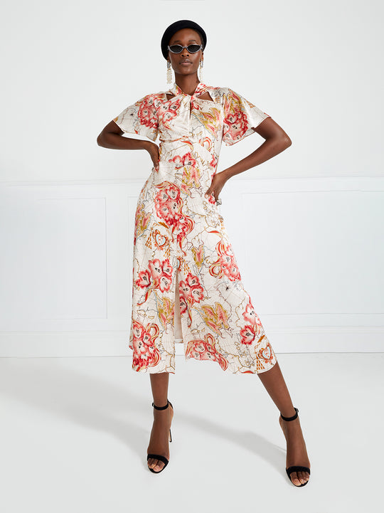 Temperley London Yolande Print Midi Dress Rosewater Mix