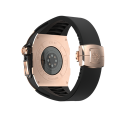 Buy ShopBauhaus.com Golden Concept Stainless Steel Case Rubber Strap Black/Rose Gold 45mm Apple Watch Case Online