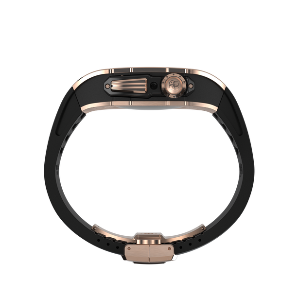 Buy ShopBauhaus.com Golden Concept Stainless Steel Case Rubber Strap Black/Rose Gold 45mm Apple Watch Case Online