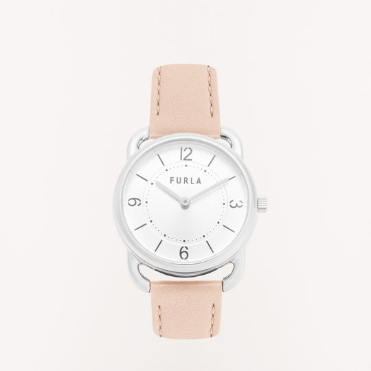 Furla Stainless Steel Round Dial Leather Strap Pink Women's Watch