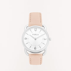 Furla Stainless Steel Round Dial Leather Strap Pink Women's Watch