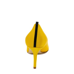 Amira Yellow Satin Pumps 70mm - InstaRunway.com