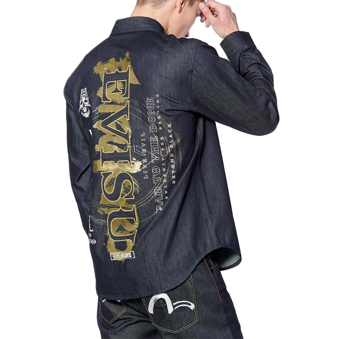 Buy Evisu Evisukuro Calligraphy L/S Denim Shirt Online