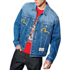 Buy Evisu Graffiti Print 2-Tone Denim Trucker Jacket Online