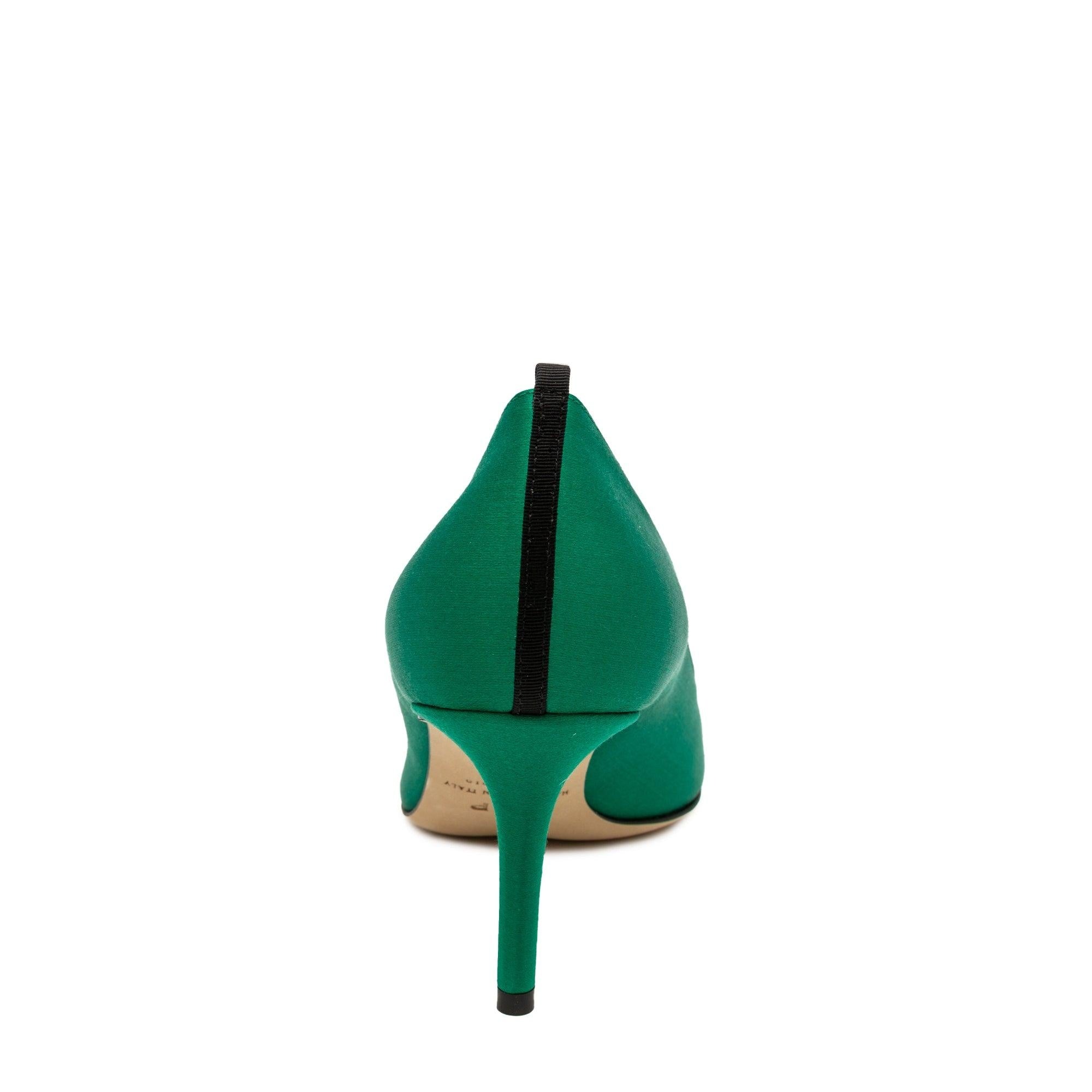 Fawn Emerald Green Satin Pumps 70mm - InstaRunway.com