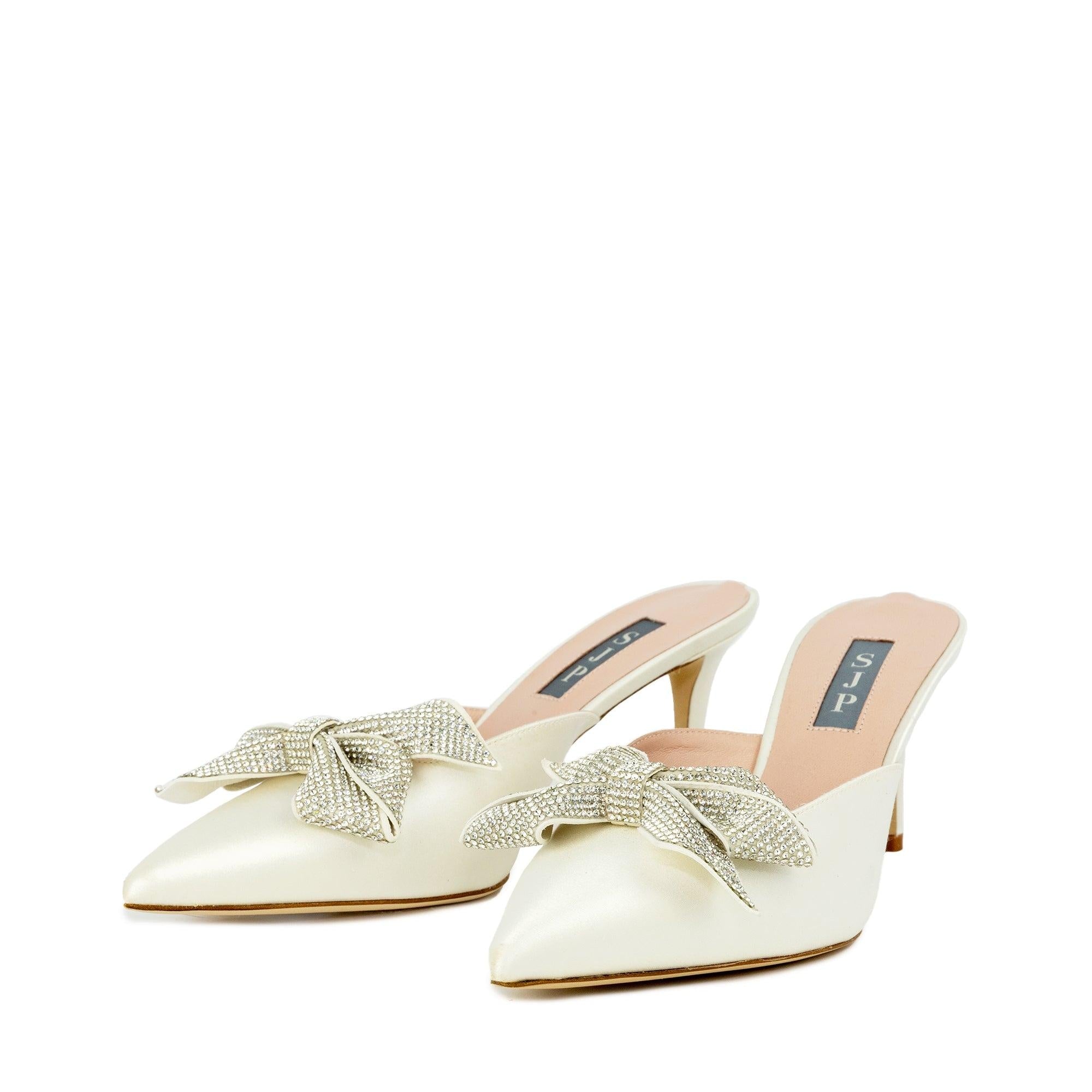 Buy SJP by Sarah Jessica Parker Paley Ivory Satin Mules 70mm Online