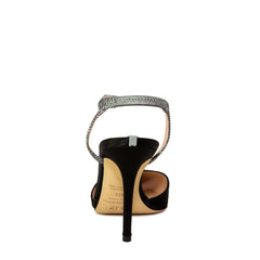 Single Black Satin Sandals 90mm - InstaRunway.com